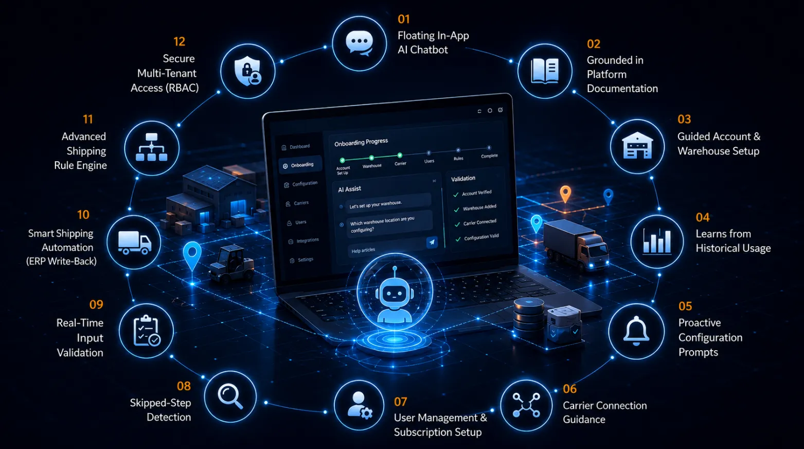 AI Assist logistics onboarding platform interface