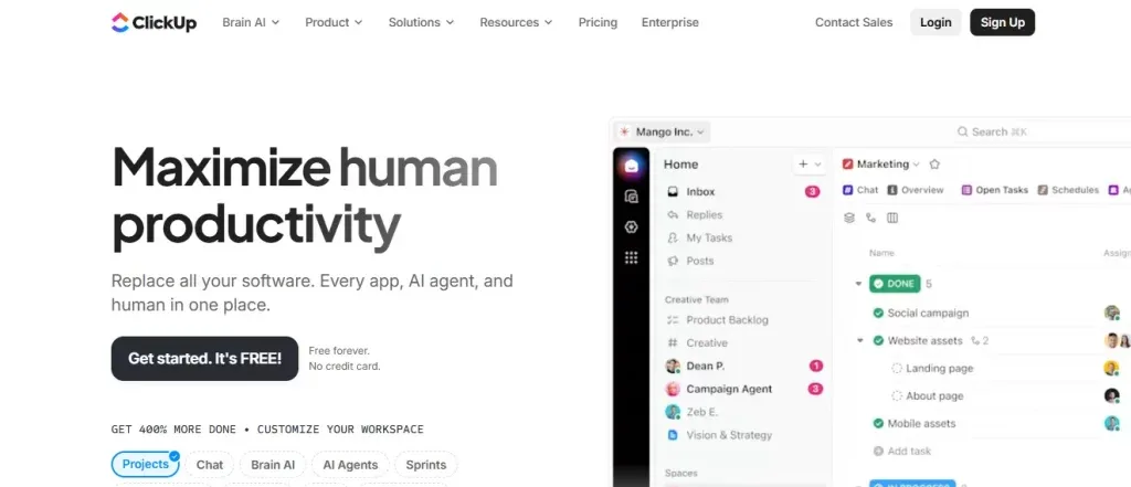 Click up Website Image
