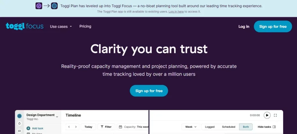 Toggl Plan Website Image