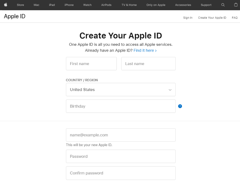 Creating an Apple ID 