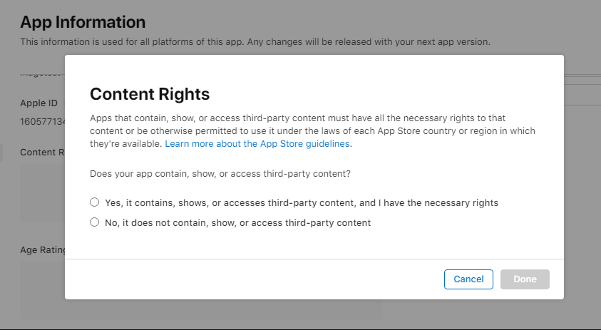 content rights for your app