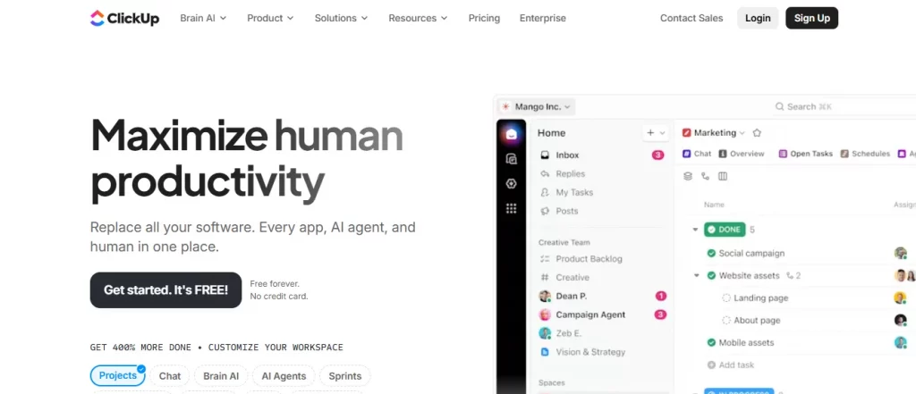 Click up Website Image