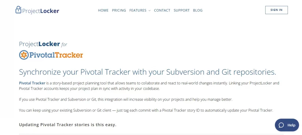 Pivotal Tracker website image
