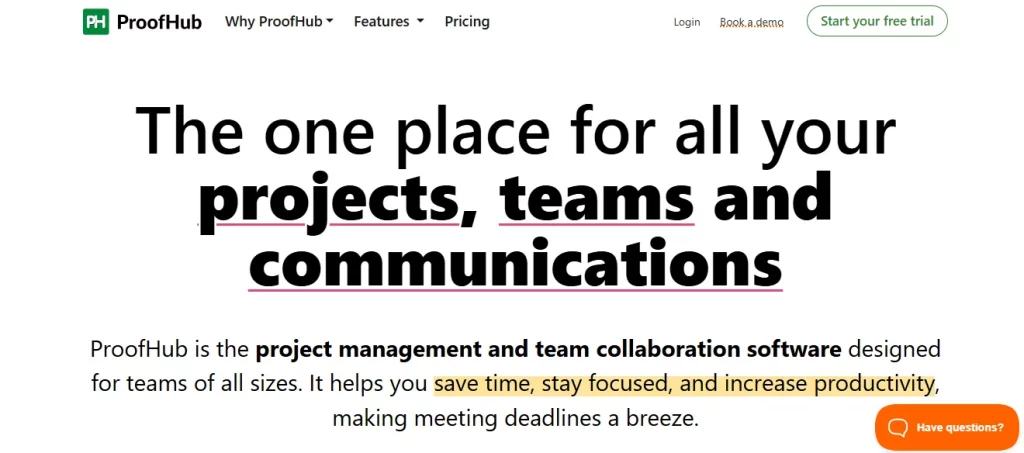 Proofhub Website Image